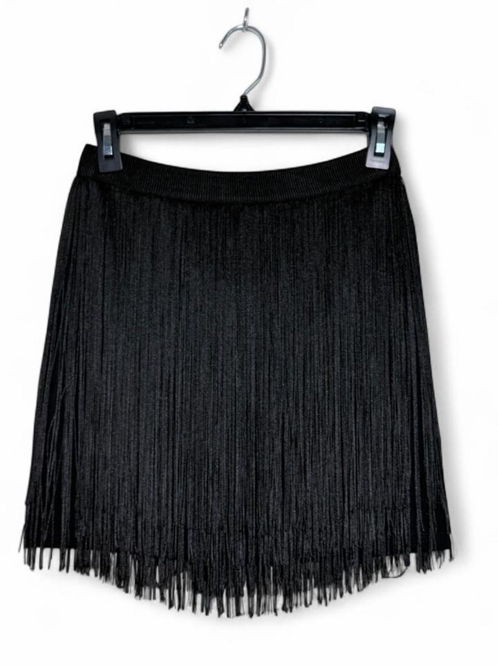 NWT W4 H&M Black Fringe Mini Skirt W26 Stylish Evening Boho Western Festival Y2K